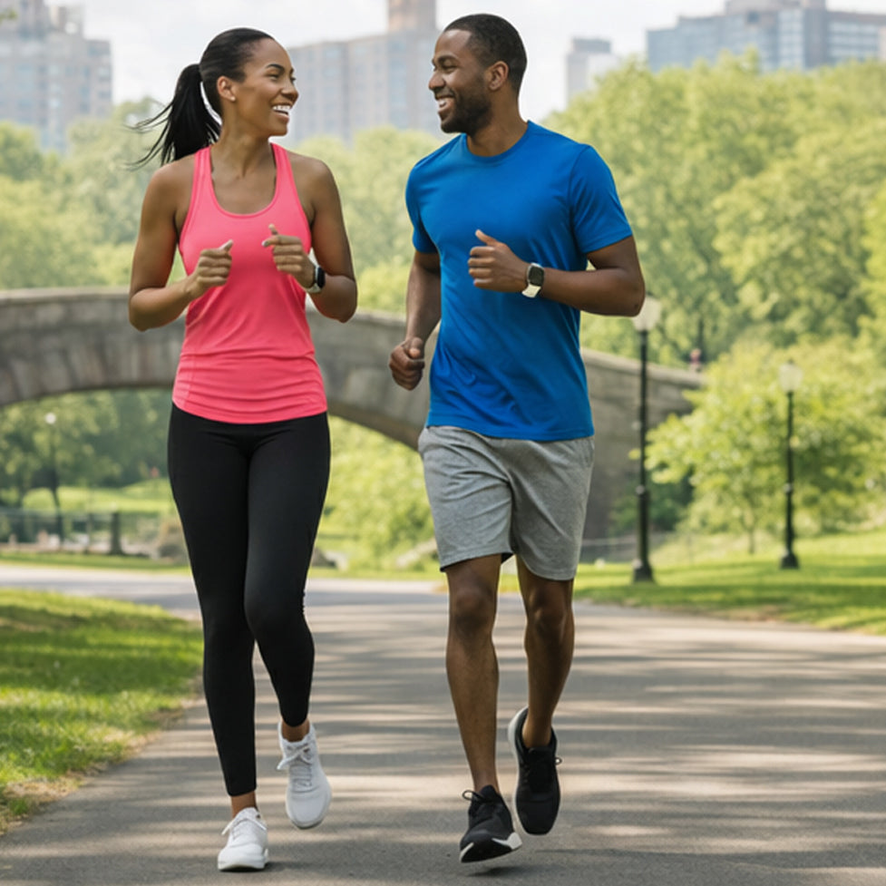 couple running in park